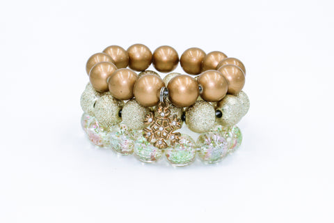 {Stocking Stuffer RTS} Golden Winter Bracelet Stack