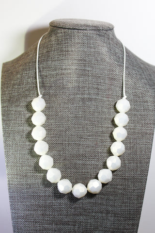{Spring Fling! RTS} White Hexagon Necklace
