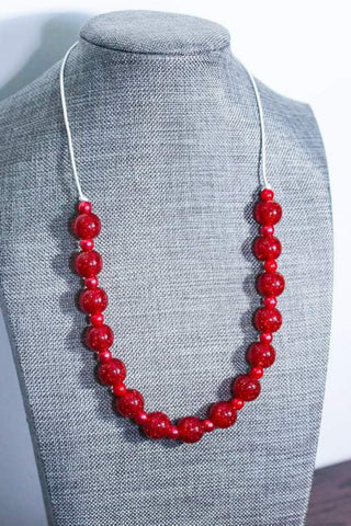 {Spring Fling! RTS} Red Glitter Petite Pretty & Itty Bitty Bead Necklace