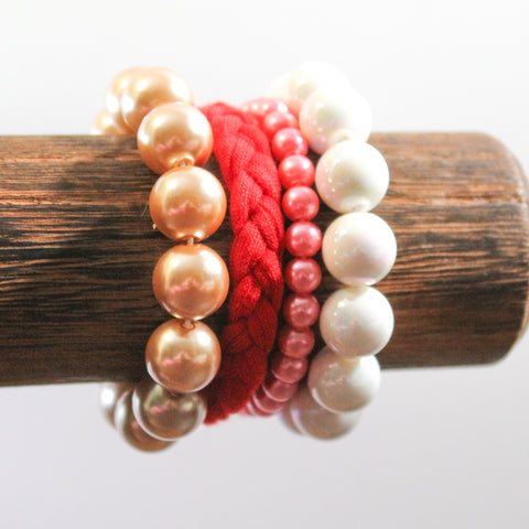 {Spring Fling! RTS} Mixed Media/Mixed Size Fall In Love Bracelet Stack