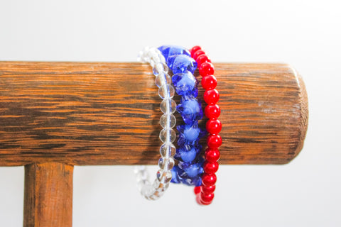 {Patriotic Pretties RTS} Itty Bitty Red, White and Stars Anklet Stack