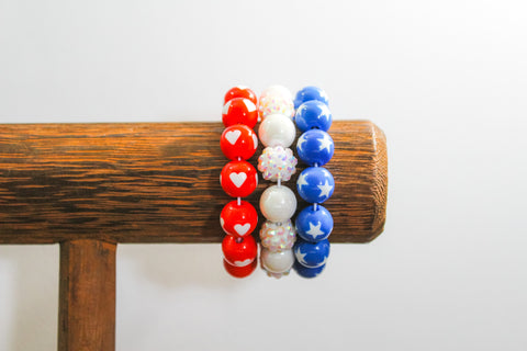 {Patriotic Pretties RTS} Hearts and Stars Bracelet Stack